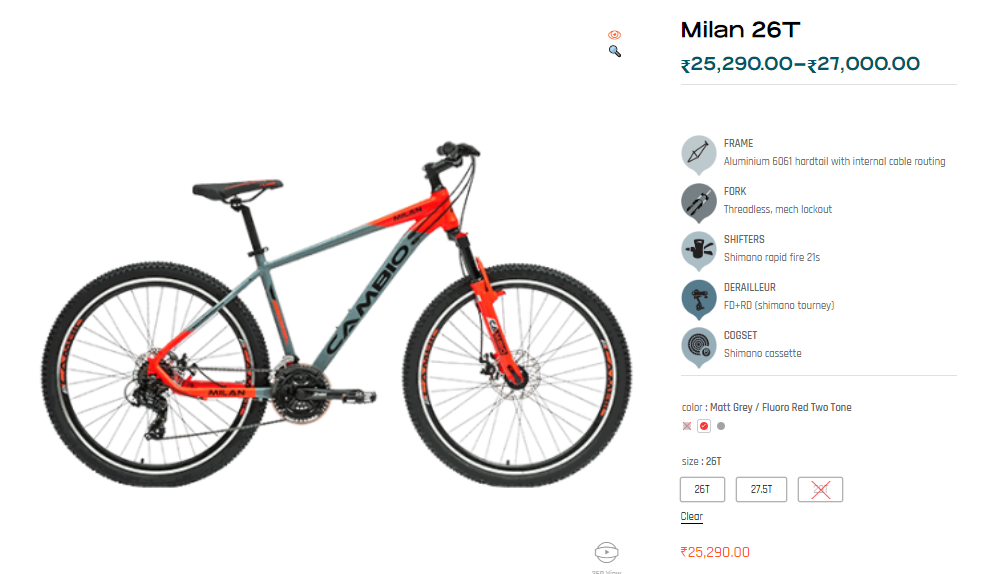 Cambio Milan 26T MTB cycles